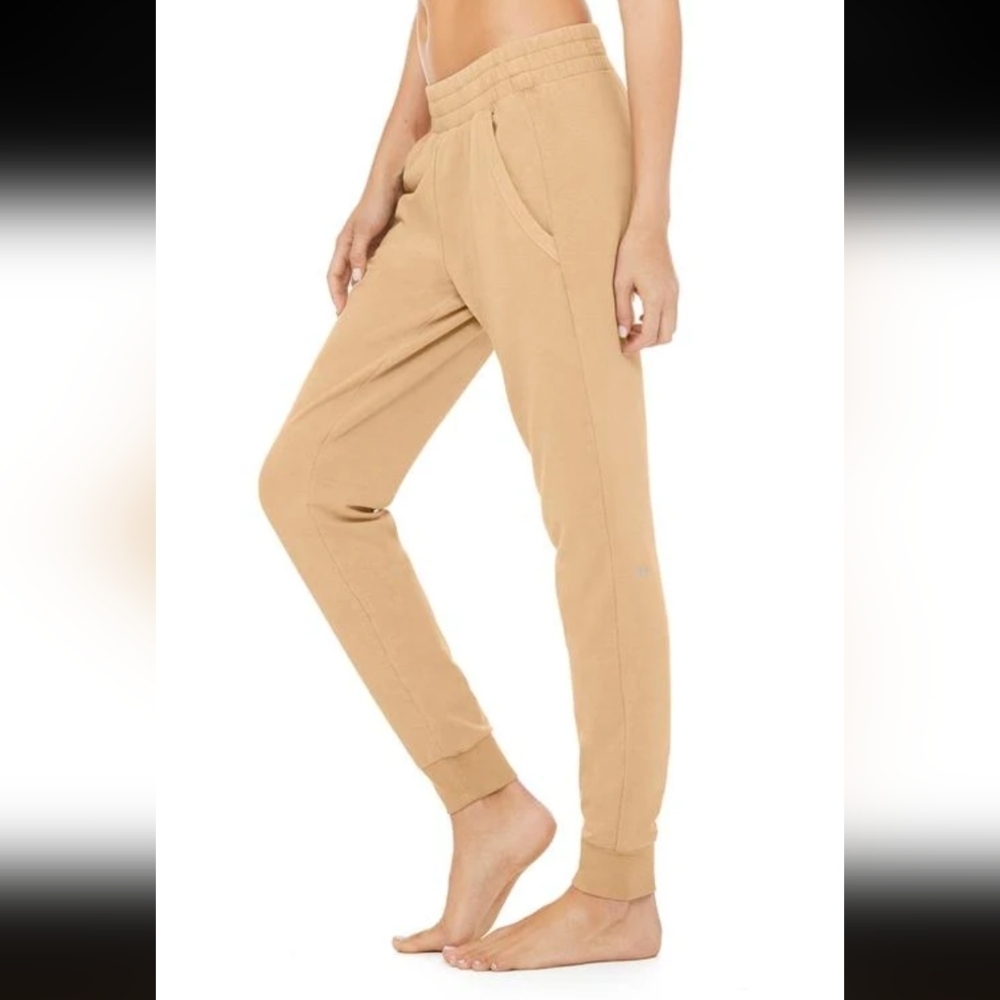 ALO Yoga Tan Track Pants with Tapered Legs
